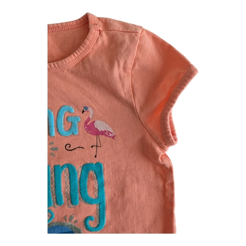 Gymboree Girls Peach Short-Sleeve 'Bring On Spring' Graphic Tee Size 5-6
